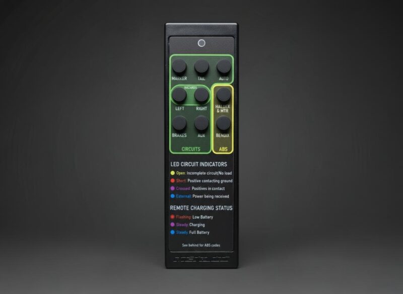 Pocket Tester remote control front panel showing labeled circuit and ABS buttons